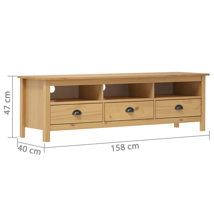 Tv-Schrank Hill Honig 158X40X47 Cm Massivholz Kiefer