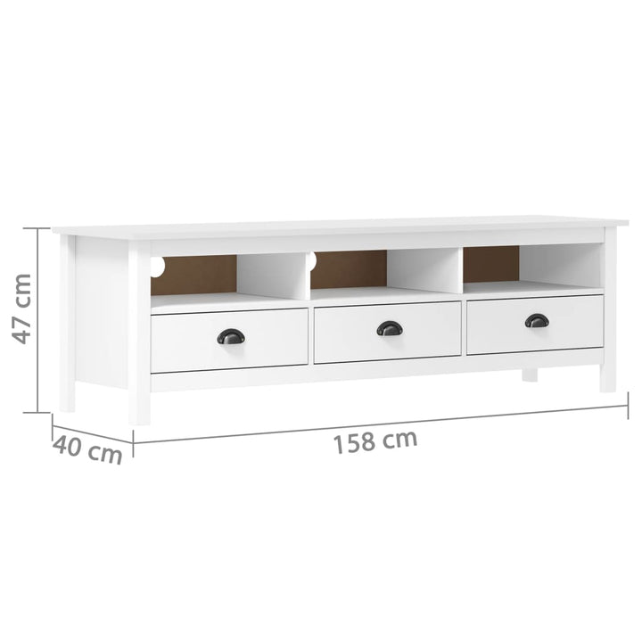 Tv-Schrank Hill 158X40X47 Cm Massivholz Kiefer