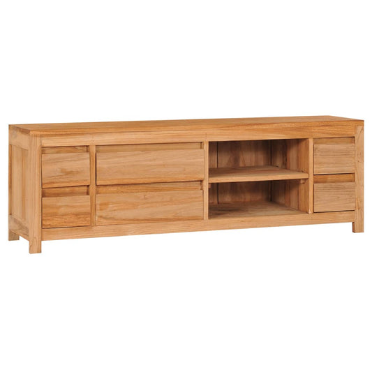 Tv-Schrank 120X30X40 Cm Massivholz Teak Weiß Und Transparent