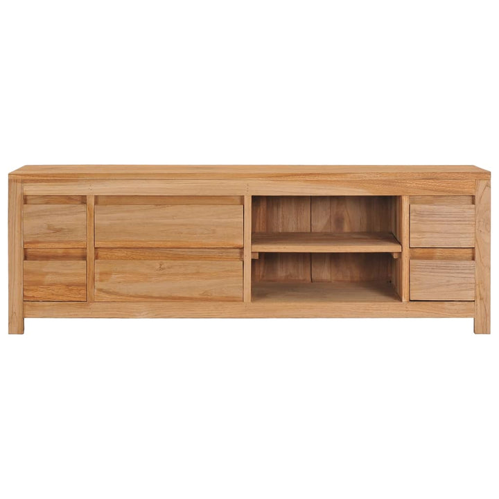 Tv-Schrank 120X30X40 Cm Massivholz Teak Weiß Und Transparent