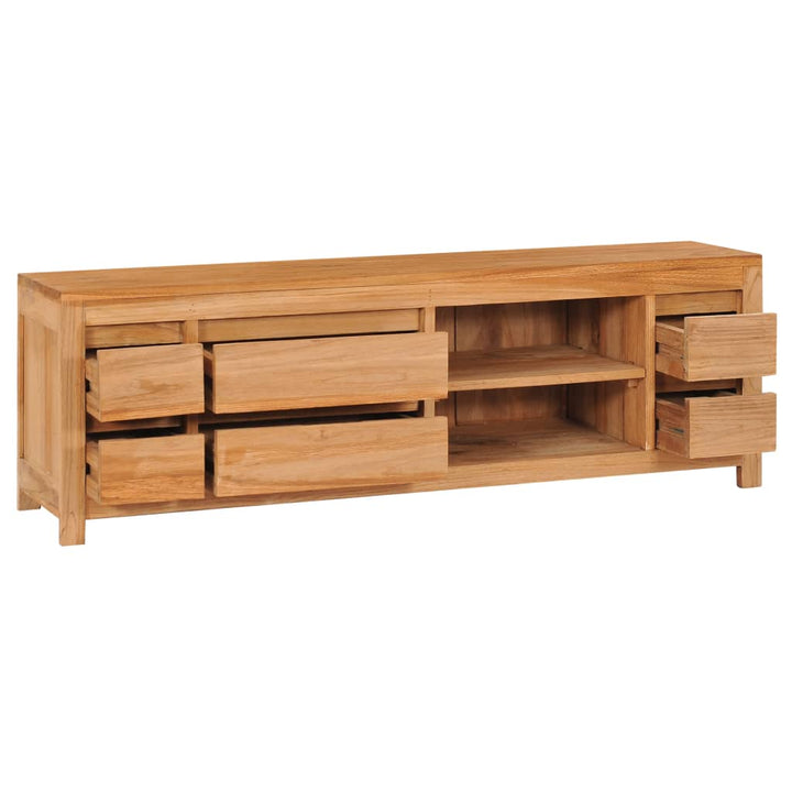 Tv-Schrank 120X30X40 Cm Massivholz Teak Weiß Und Transparent