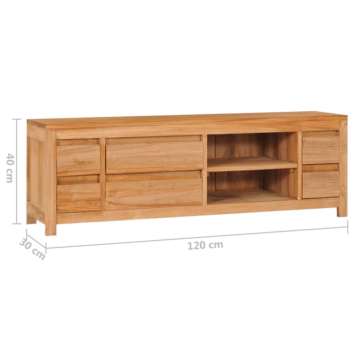 Tv-Schrank 120X30X40 Cm Massivholz Teak Weiß Und Transparent