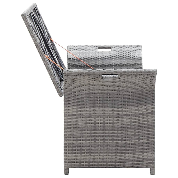 Sitzbank Mit Stauraum Und Kissen 138 Cm Poly Rattan Grau