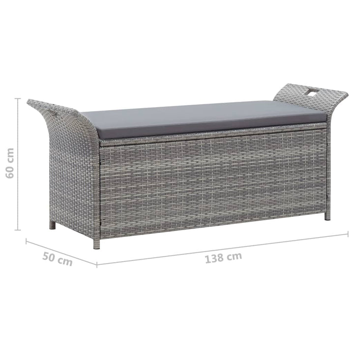 Sitzbank Mit Stauraum Und Kissen 138 Cm Poly Rattan Grau