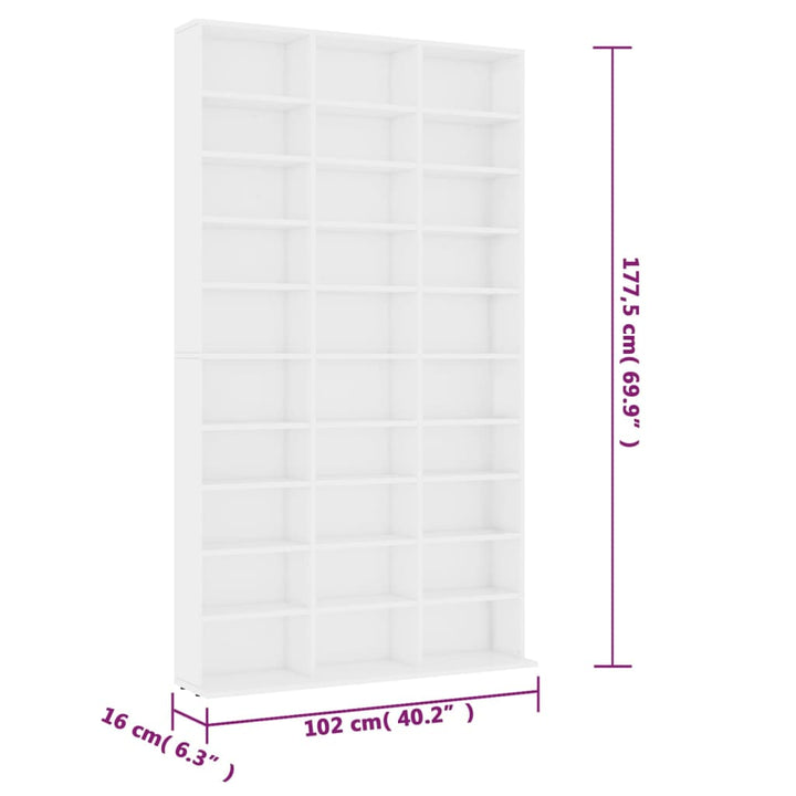 Cd-Schrank 102X16X177,5 Cm Holzwerkstoff