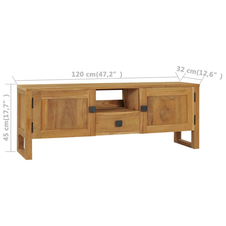 Tv-Schrank 120X32X45 Cm Teak Massivholz