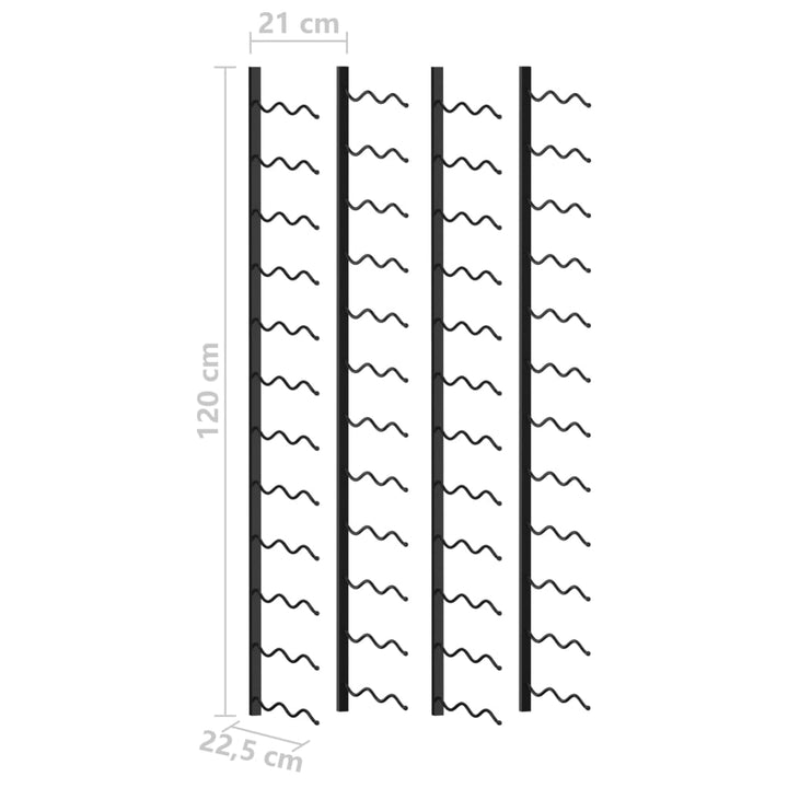 Wand-Weinregale Für 48 Flaschen 2 Stk. Eisen Schwarz