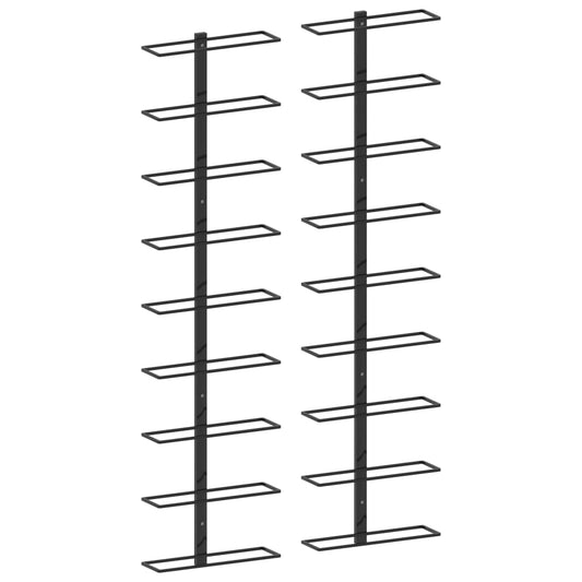 Wand-Weinregale Für 18 Flaschen 2 Stk. Eisen Schwarz