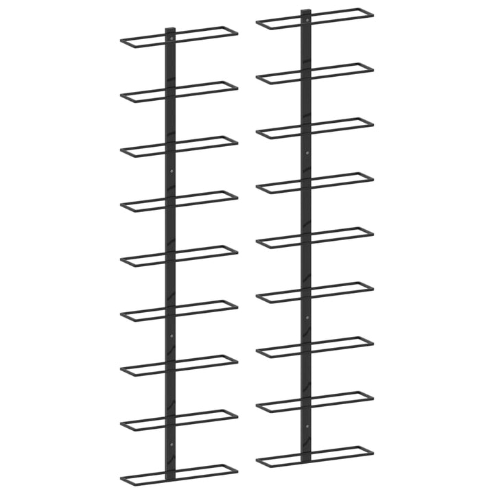 Wand-Weinregale Für 18 Flaschen 2 Stk. Eisen Schwarz