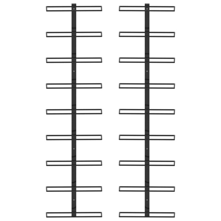Wand-Weinregale Für 18 Flaschen 2 Stk. Eisen Schwarz