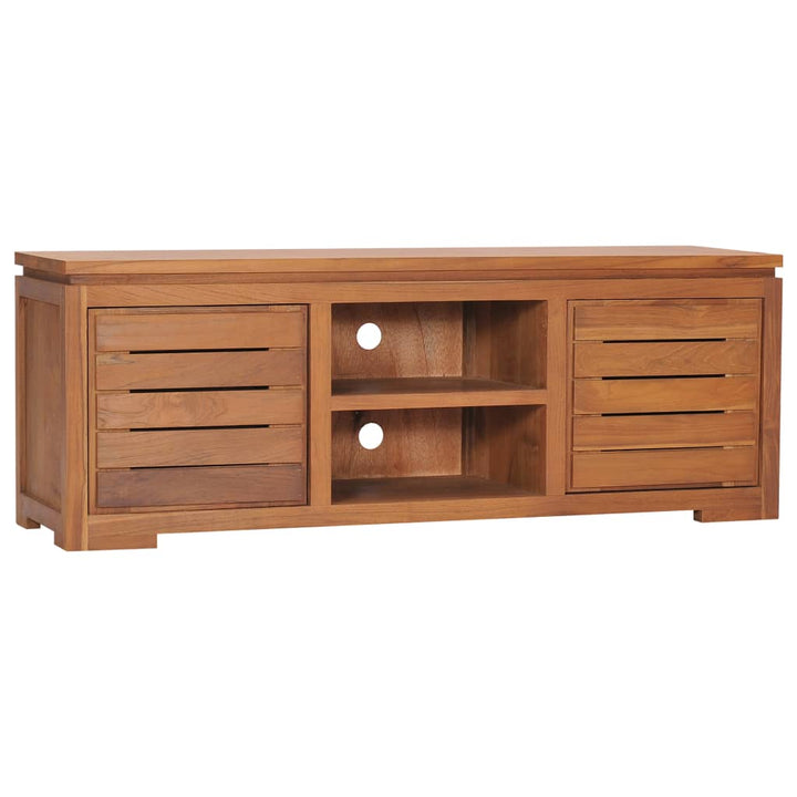 Tv-Schrank 110 X 30 X 40 Cm Teak Massivholz Schwarz