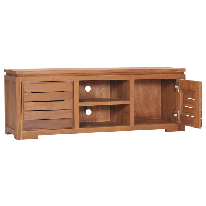 Tv-Schrank 110 X 30 X 40 Cm Teak Massivholz Schwarz