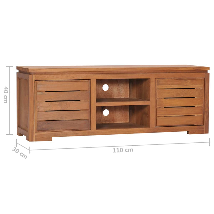 Tv-Schrank 110 X 30 X 40 Cm Teak Massivholz Schwarz