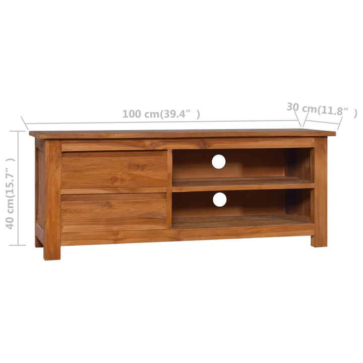 Tv-Schrank 100X30X40 Cm Teak Massivholz Braun