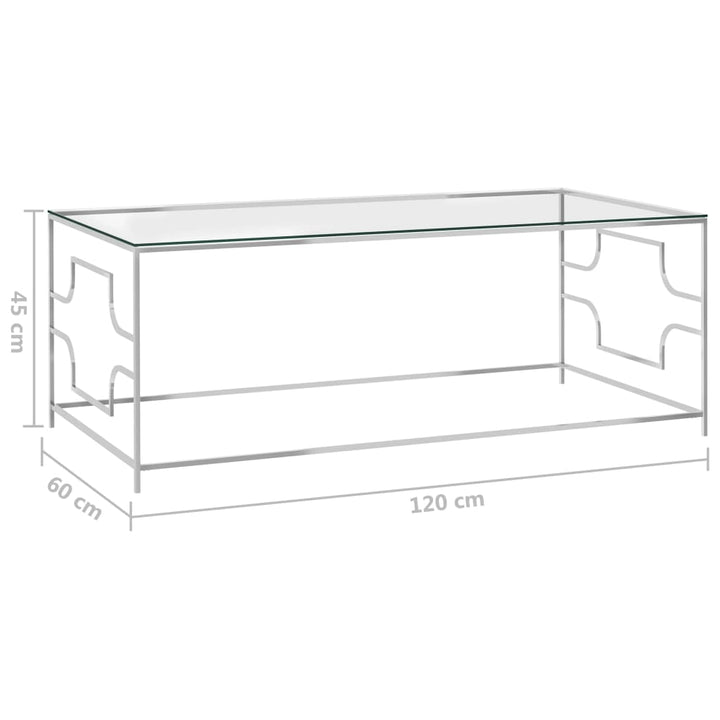 Couchtisch Silbern Edelstahl Und Glas