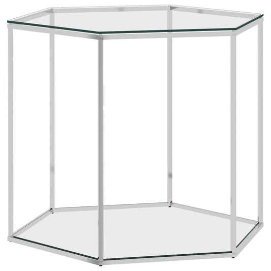 Couchtisch Silbern 60X53X50 Cm Edelstahl Und Glas