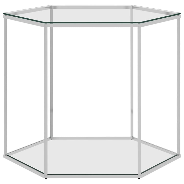 Couchtisch Silbern 60X53X50 Cm Edelstahl Und Glas