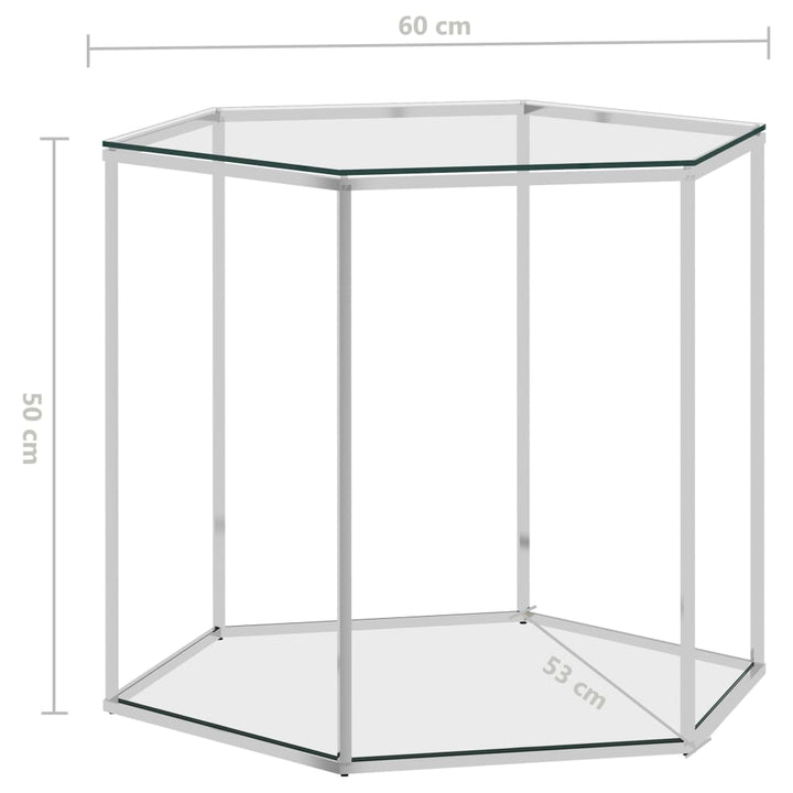 Couchtisch Silbern 60X53X50 Cm Edelstahl Und Glas