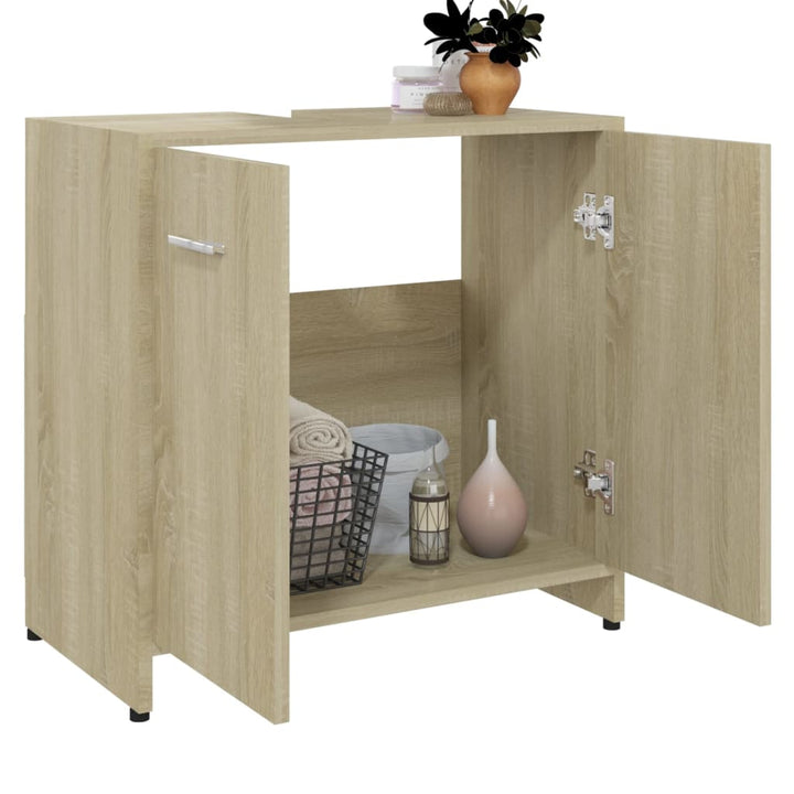 Badezimmerschrank Sonoma-Eiche 60X33X61 Cm Holzwerkstoff