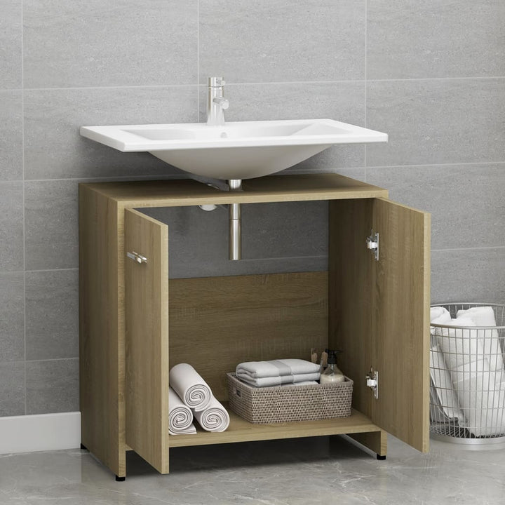 Badezimmerschrank Sonoma-Eiche 60X33X61 Cm Holzwerkstoff