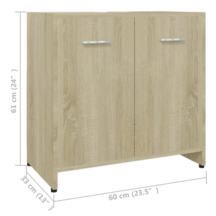 Badezimmerschrank Sonoma-Eiche 60X33X61 Cm Holzwerkstoff