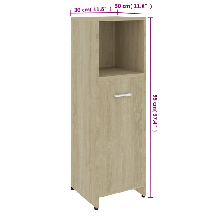 Badezimmerschrank Sonoma-Eiche 30X30X95 Cm Holzwerkstoff