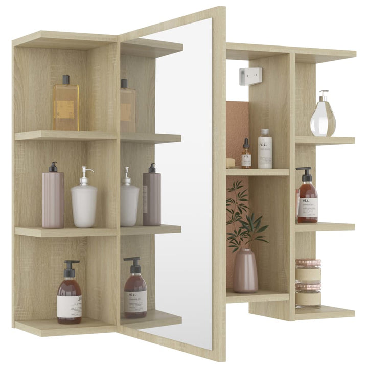 Bad-Spiegelschrank Sonoma-Eiche 80X20,5X64 Cm Holzwerkstoff