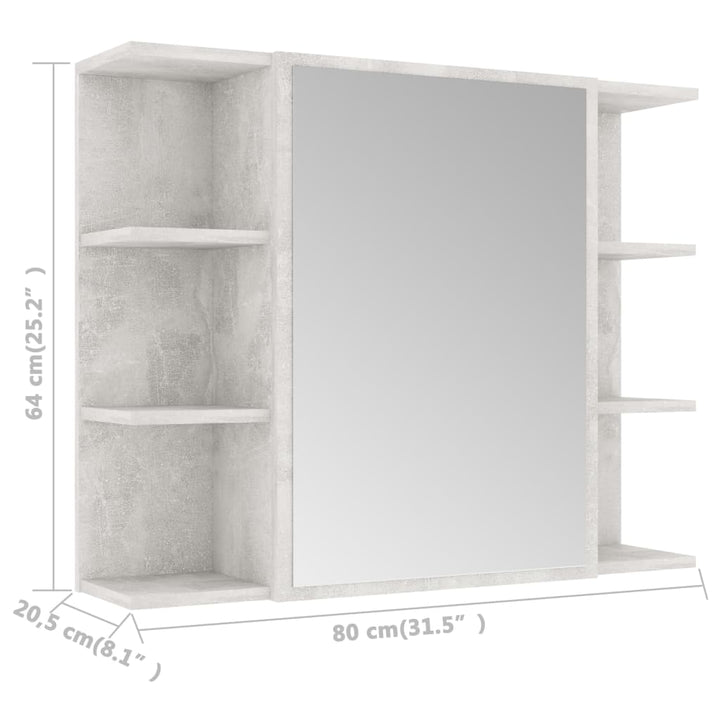 Bad-Spiegelschrank Betongrau 80X20,5X64 Cm Holzwerkstoff