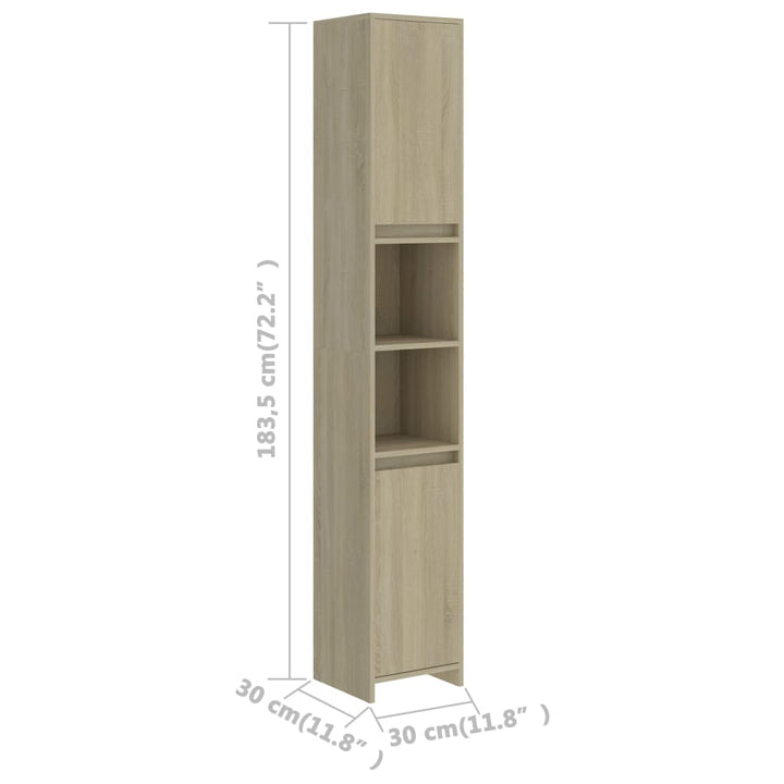 Badezimmerschrank Sonoma-Eiche 30X30X183,5 Cm Holzwerkstoff Sonoma Eiche