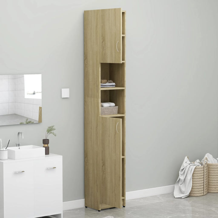 Badezimmerschrank Sonoma-Eiche 32X25,5X190 Cm Holzwerkstoff