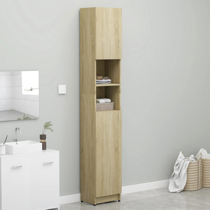 Badezimmerschrank Sonoma-Eiche 32X25,5X190 Cm Holzwerkstoff