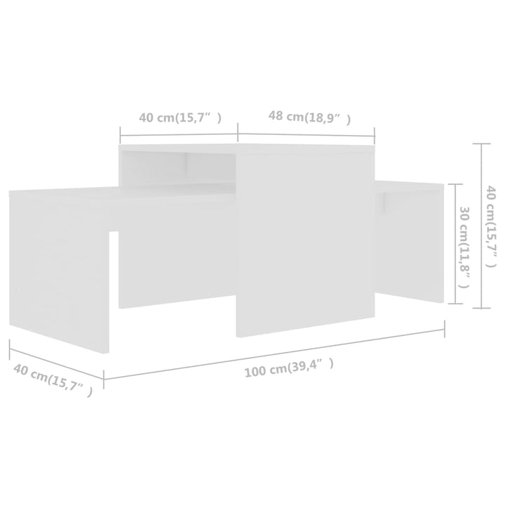 Couchtisch-Set 100X48X40 Cm Holzwerkstoff