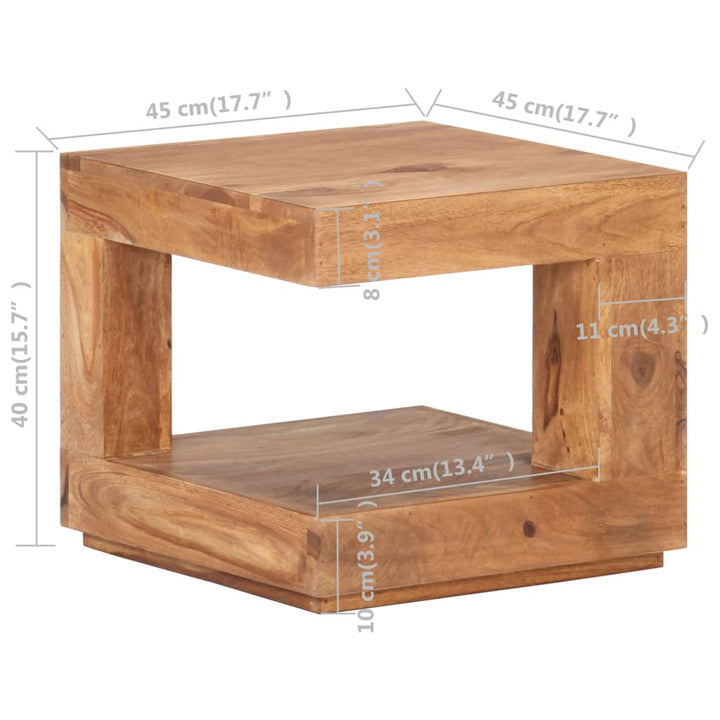 Couchtisch 45X45X40 Cm Massivholz Akazie