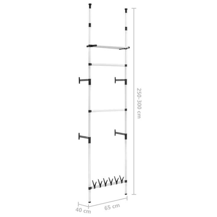 Teleskop-Garderobe Mit Stangen Und Regal Aluminium