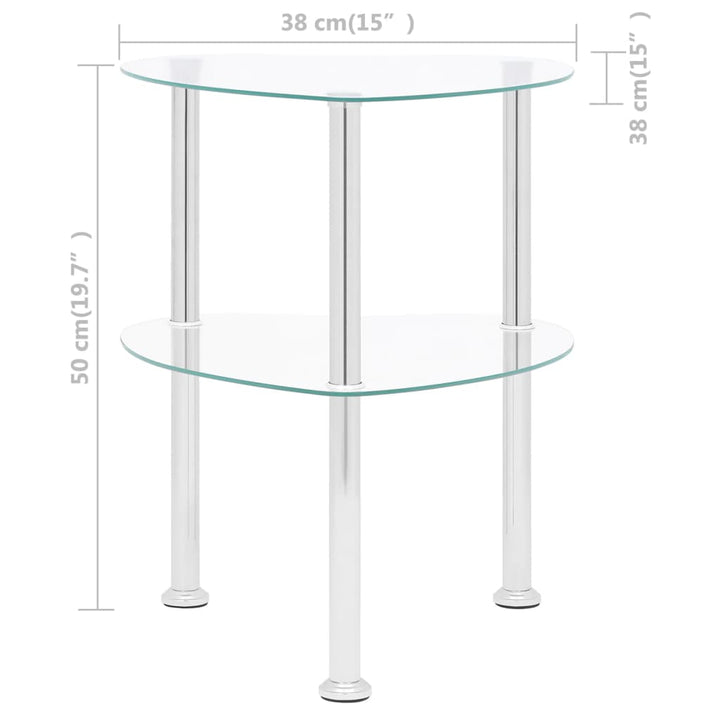 Beistelltisch Mit 2 Ablagen 38X38X50 Cm Hartglas