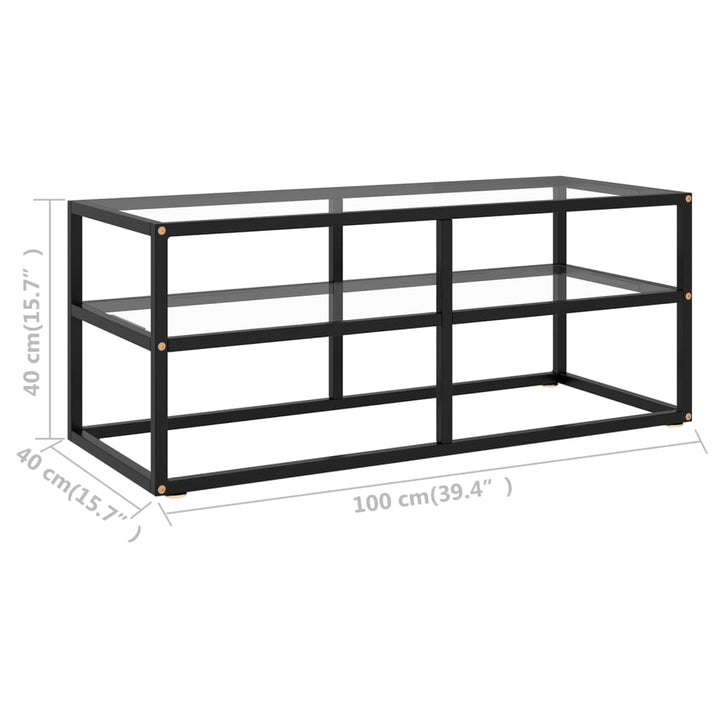 Tv-Schrank Schwarz Mit Hartglas 100X40X40 Cm