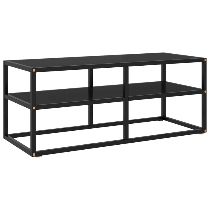 Tv-Schrank Schwarz Mit Hartglas 100X40X40 Cm