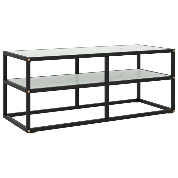 Tv-Schrank Schwarz Mit Hartglas 100X40X40 Cm