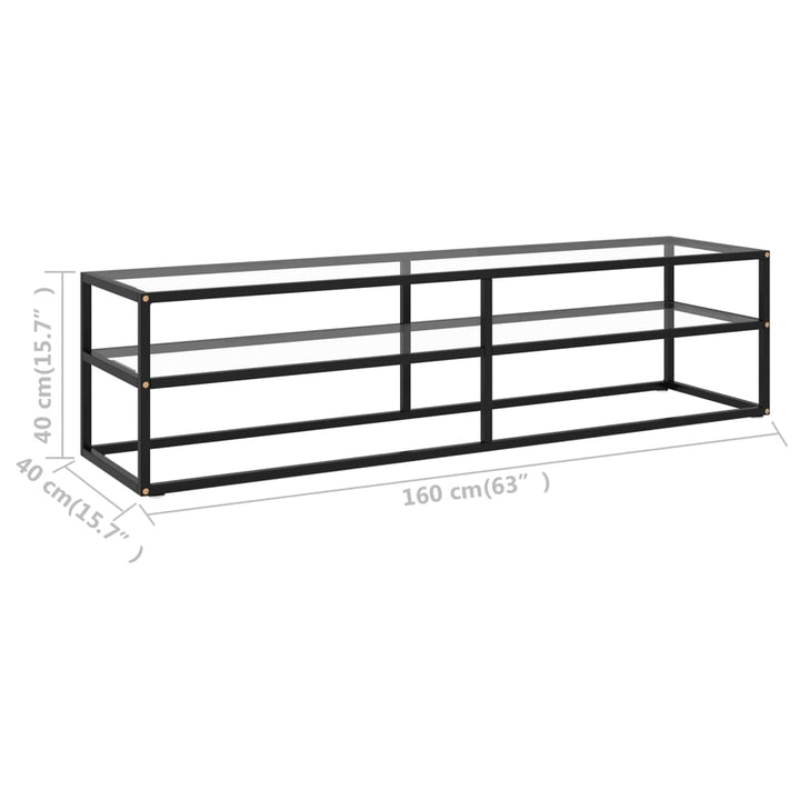 Tv-Schrank Schwarz Mit Hartglas 160X40X40 Cm