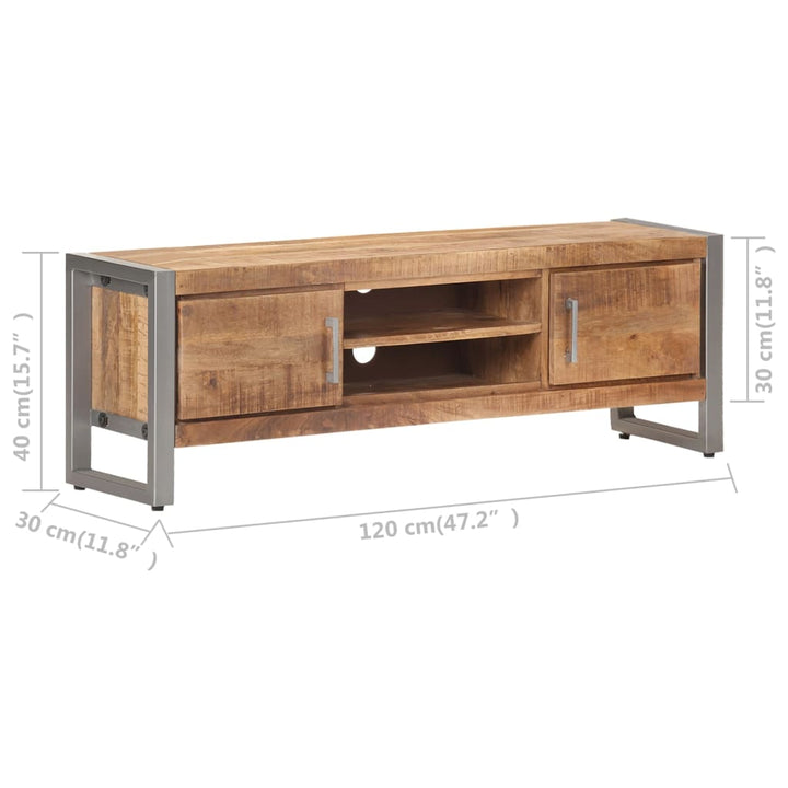 Tv-Schrank 120X30X40 Cm Raues Mangoholz