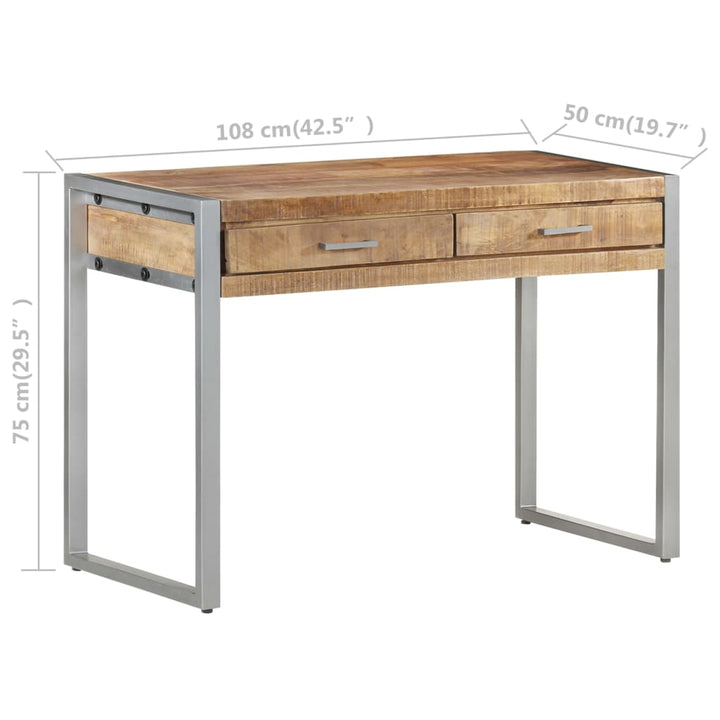 Schreibtisch 108X50X75 Cm Raues Mangoholz