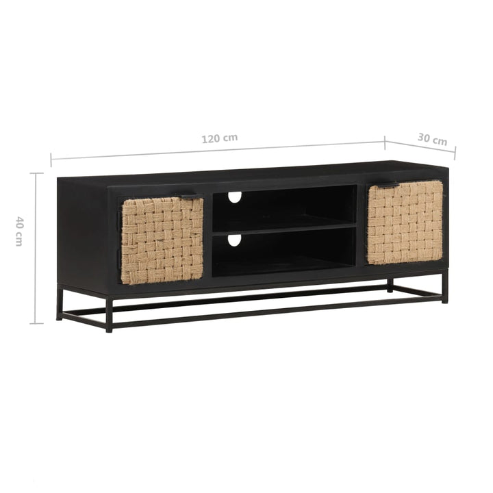 Tv-Schrank 120X30X40 Cm Massivholz Mango Schwarz