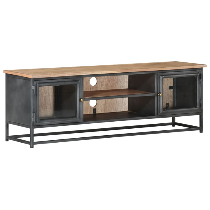 Tv-Schrank Grau 120X30X40 Cm Massivholz Akazie Und Stahl