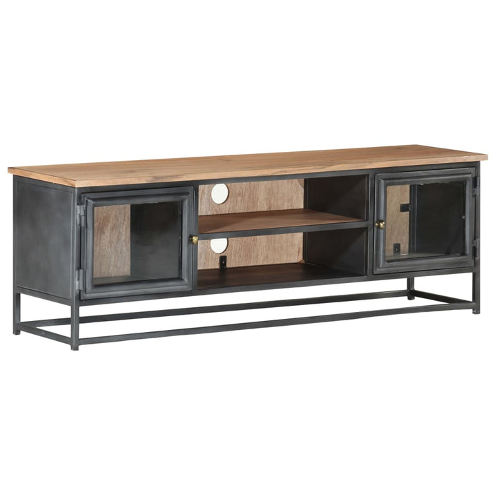 Tv-Schrank Grau 120X30X40 Cm Massivholz Akazie Und Stahl