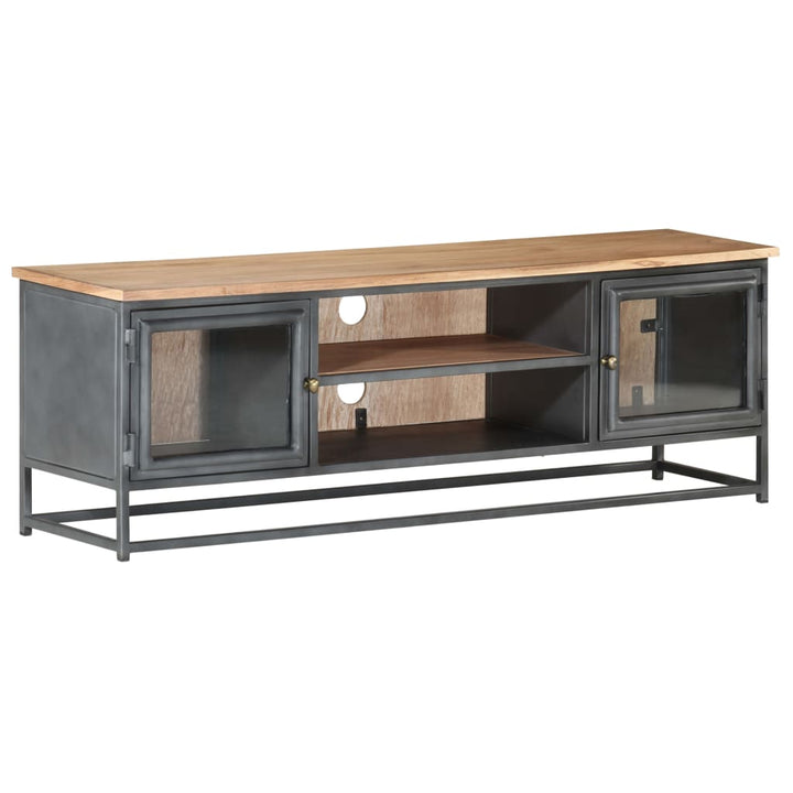 Tv-Schrank Grau 120X30X40 Cm Massivholz Akazie Und Stahl