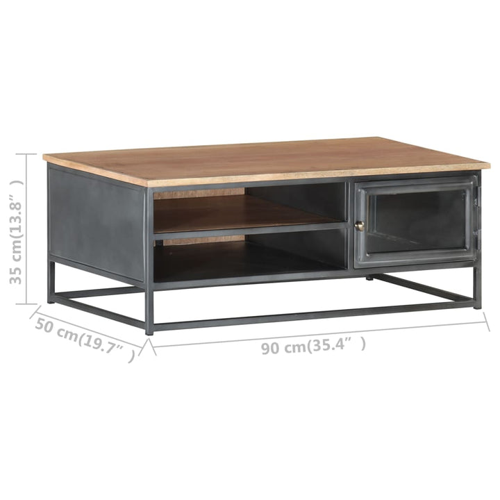 Couchtisch Grau 90X50X35 Cm Massivholz Akazie