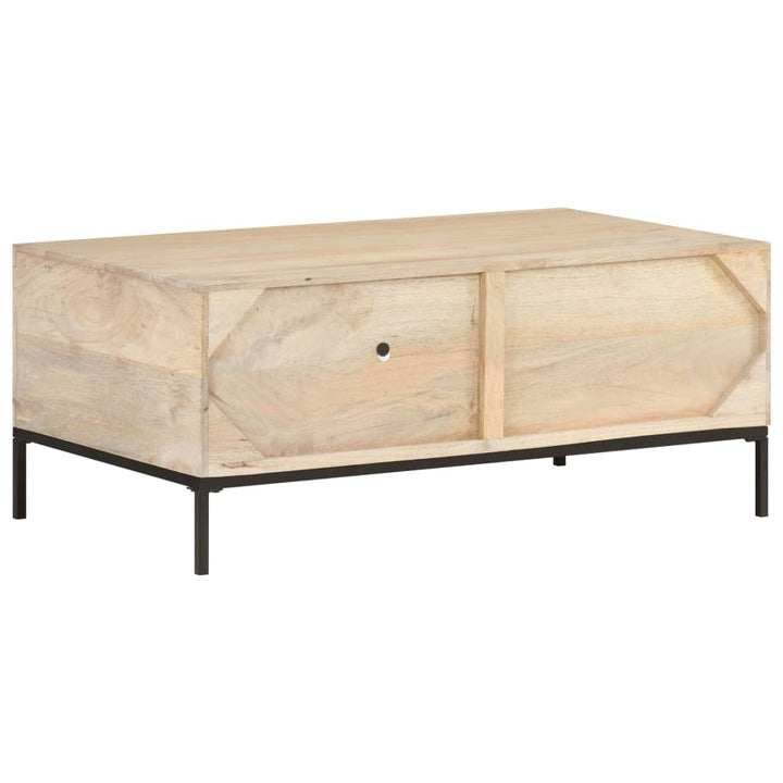 Couchtisch 90X50X37 Cm Mango Massivholz Und Rohrgeflecht