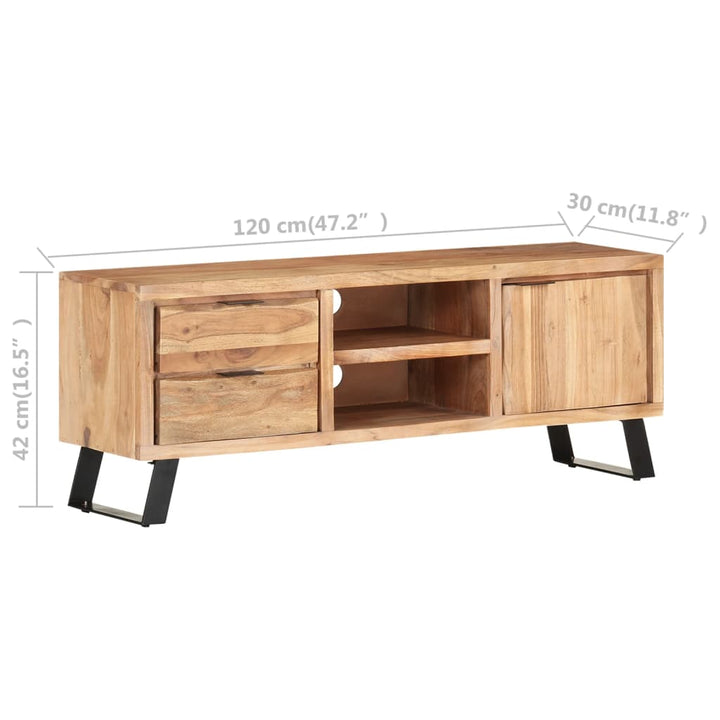 Tv-Schrank 120X30X42 Cm Akazie Massivholz Mit Naturkanten