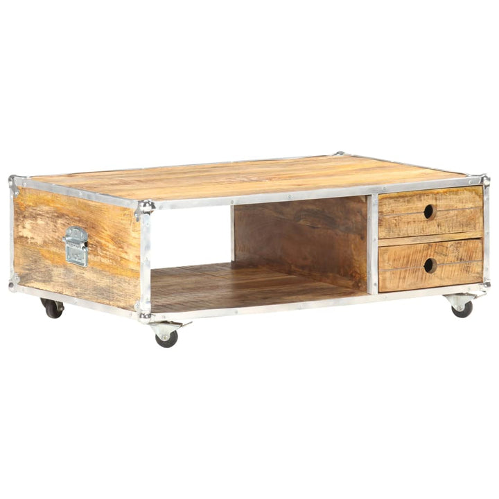 Couchtisch 89X59X33 Cm Massives Raues Mangoholz