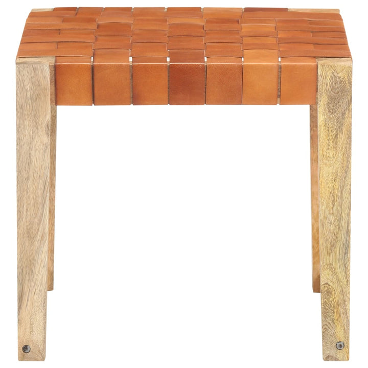 Hocker Hell Echtleder Und Mango Massivholz